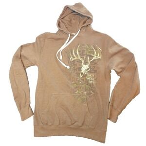 Buck Wear Mens Brown Deer Skull Graphic Hoodie Large Hunting Outdoors Pullover